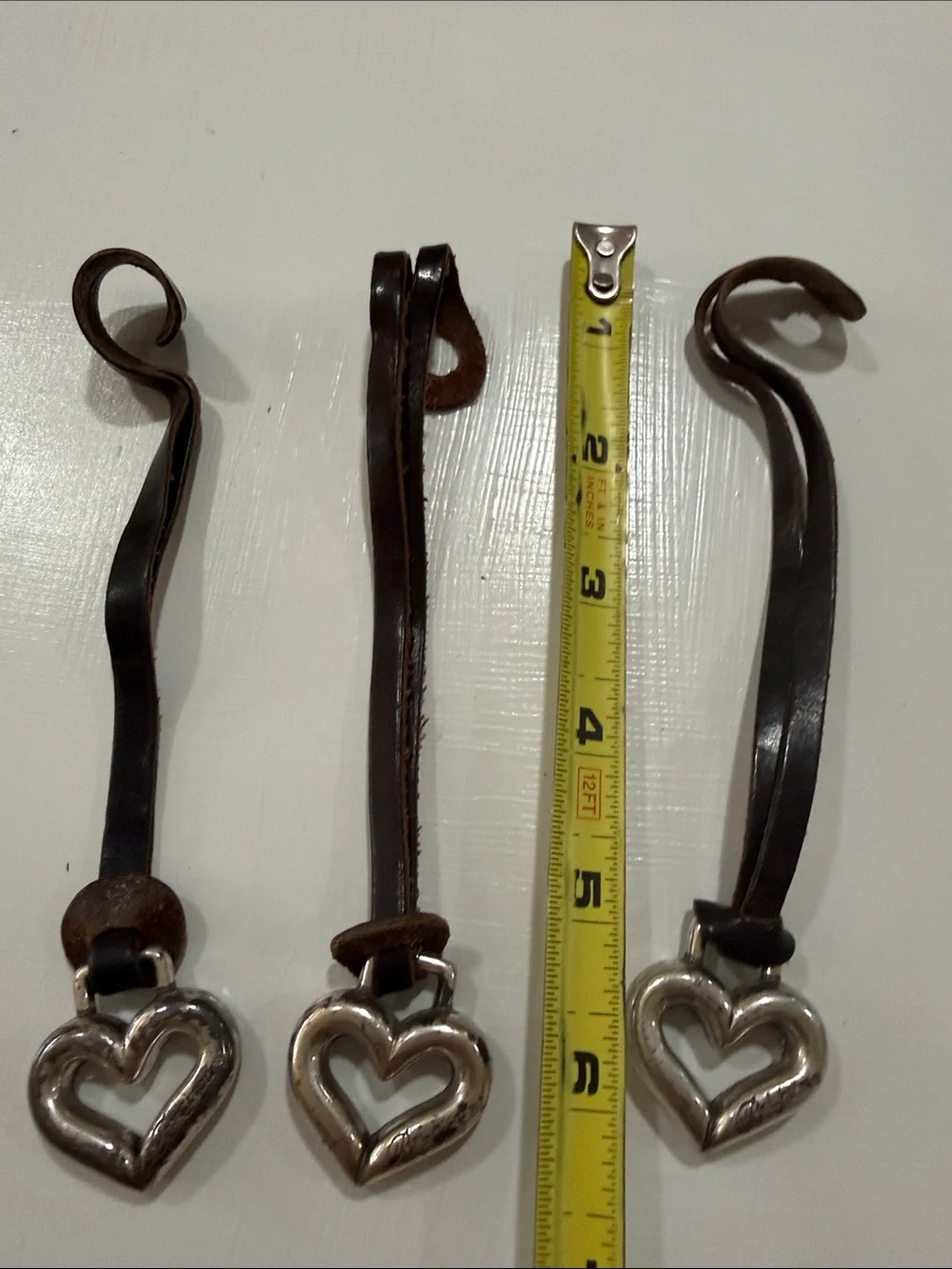 3 Brighton Brown Leather Strap Heart Charm for Bags Purse with Silver Hardware